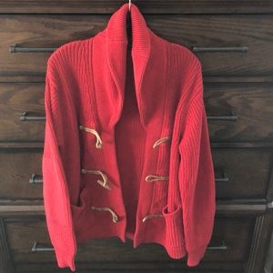 Men’s shawl collar toggle sweater